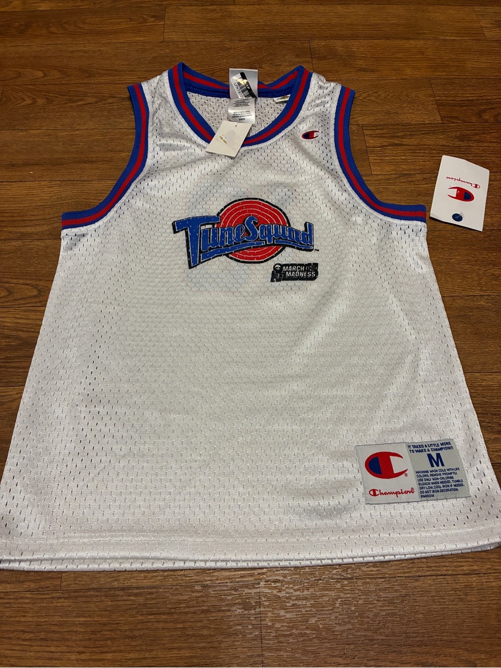 Champion Kid’s White Tune Squad Basketball Jersey Size Medium NWT